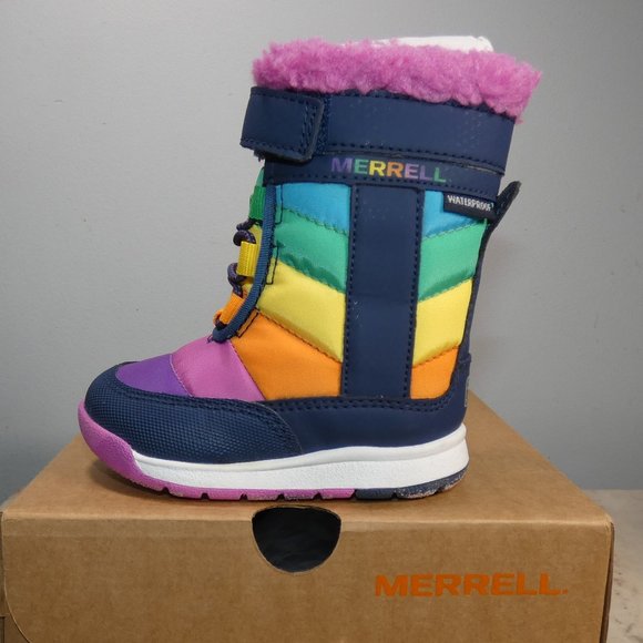 NiB Merrell Alpine Puffer JR Waterproof Backpacking Boot Rainbow Multi 4 Unisex - Picture 3 of 12